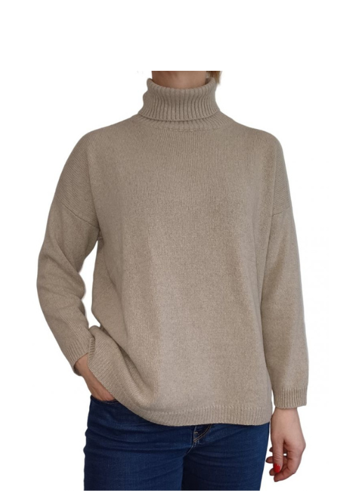 Maglia Donna Over Collo Alto Cashmere Rigenerato