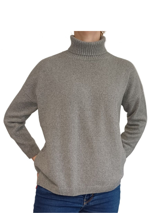 Maglia Donna Over Collo Alto Cashmere Rigenerato